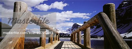 Wooden jetty over Bow Lake