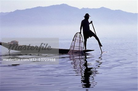 Traditional fisherman on Inle Lake