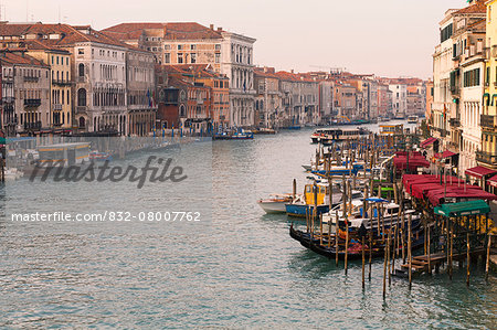 View of Grand Canal from Rialto Bridge; Venice, Italy