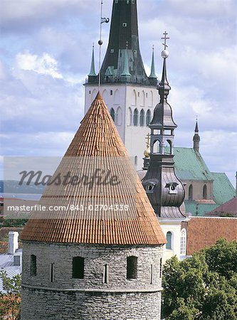 Old Town skyline and St. Nicholas church, UNESCO World Heritage Site, Tallinn, Estonia, Baltic States, Europe