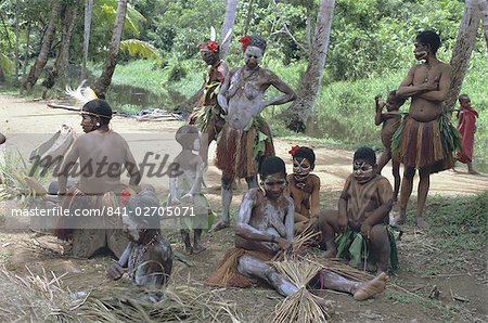 Women and children with body decoration, Sepik River, Papua New Guinea, Pacific