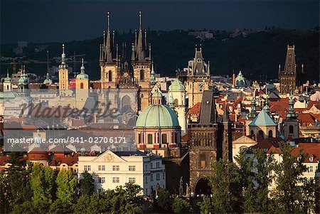 View over Stare Mesto district including Tyn church, Prague, UNESCO World Heritage site, Czech Republic, Europe
