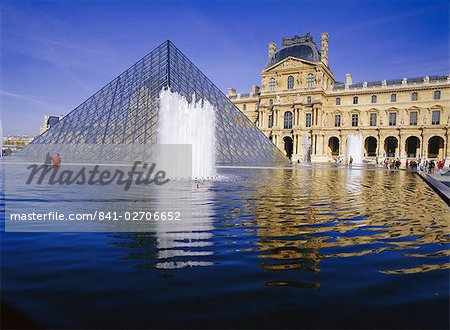 The Louvre and Pyramid, Paris, France, Europe