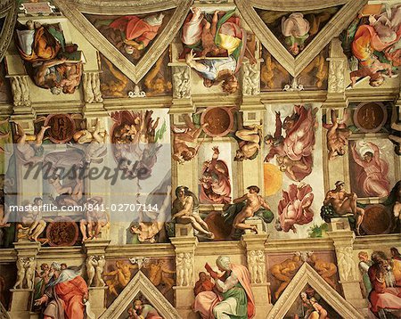 Ceiling of the Sistine Chapel, The Vatican, Rome, Lazio, Italy, Europe