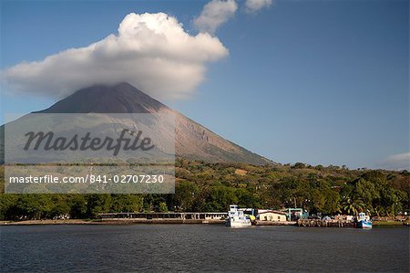 Moyogalpa port and Conception volcano, Ometepe island, Nicaragua, Central America