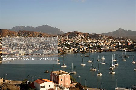 Mindelo city and harbour, Sao Vicente, Cape Verde Islands, Atlantic, Africa