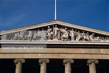 Detail from the British Museum facade, London, England, United Kingdom, Europe
