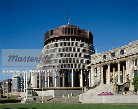 Old Parliament building and the Beehive, Wellington, North Island, New Zealand, Pacific