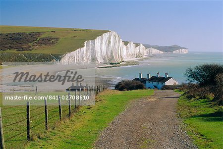 View to the Seven Sisters from Seaford Head, East Sussex, England, UK