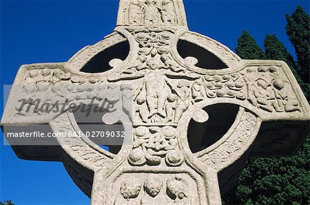 Close-up of the Muiredach Cross, Monasterboice, County Louth, Leinster, Eire (Republic of Ireland), Europe