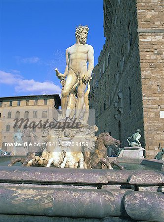 Neptune fountain, Piazza della Signoria, Florence, UNESCO World Heritage site, Tuscany, Italy, Europe