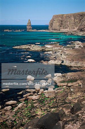 Coastal sea cliffs and stacks, near Cape Wrath and Sandwood Bay, Highland region, Scotland, United Kingdom, Europe