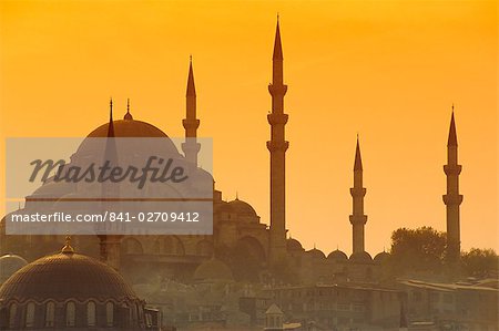Suleymaniye complex from Galata Bridge, Istanbul, Turkey, Europe
