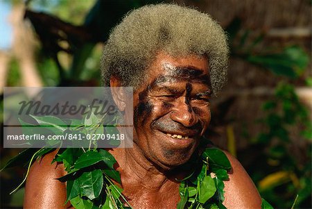 Portrait of an elderly villager at a kava ceremony in Daloma Village on Yasawa Island, Fiji, Pacific Islands, Pacific