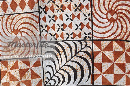 Pattern of tapa, beaten mulberry bark, Apia, Upolu, Western Samoa, Pacific Islands, Pacific