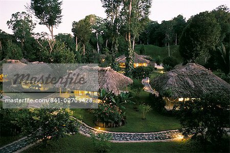 Chan Chich Lodge in Mayan plaza, Gallon Jug, Belize, Central America