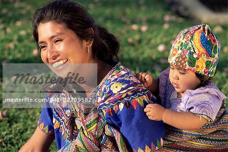 Mother and baby from Chimaltenango, Antigua, Guatemala, Central America