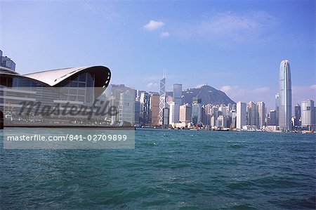 Exhibition and Convention Center and skyline, Victoria Harbour, Hong Kong, China, Asia