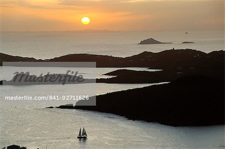 Sunset over inlet to Charlotte, Amalie, St. Thomas, US Virgin Islands, West Indies, Caribbean, Central America