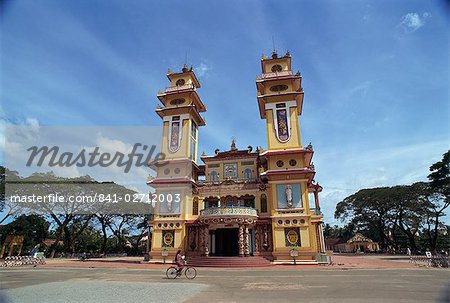 Exterior of the Cao Dai Temple, synthesis of three religions, Confucianism, Taoism and Buddhism since 1926, near Saigon, Vietnam, Indochina, Southeast Asia, Asia