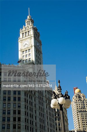 Wrigley Building on left hand side, Chicago, Illinois, United States of America
