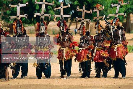 Masked Dogon dancers, Sangha, Mali, Africa