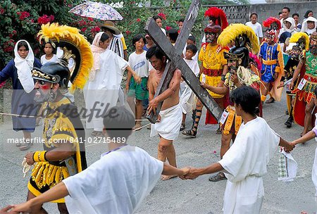 Christ of Calvary in Easter procession, Morionnes, island of Marinduque, Philippines, Southeast Asia, Asia