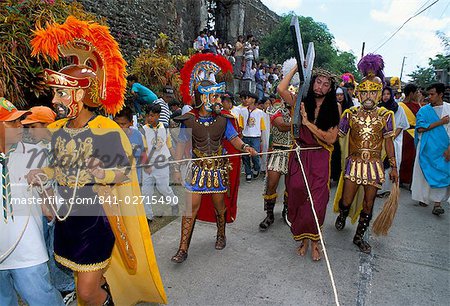 Christ of Calvary in Easter procession, Morionnes, island of Marinduque, Philippines, Southeast Asia, Asia