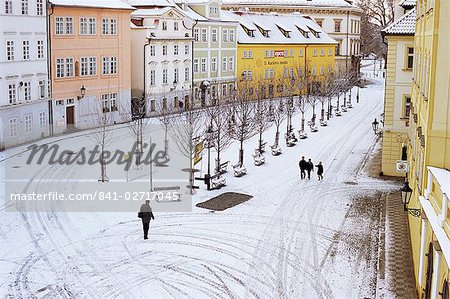 Snow covering Na Kampe Square, Kampa Island, Mala Strana suburb, Prague, Czech Republic, Europe Snow covering Na Kampe Square, Kampa Island, Mala Strana suburb, Prague, Czech Republic, Europe