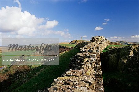 Wallcrags, Roman wall, Hadrian's Wall, UNESCO World Heritage Site, Northumberland (Northumbria), England, United Kingdom, Europe