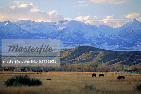 Looking west towards the Rocky Mountains from Big Timber, Sweet Grass County, Montana, United States of America