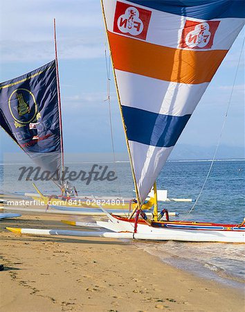 Prahu boat on Sanur Beach, Bali, Indonesia, Southeast Asia, Asia