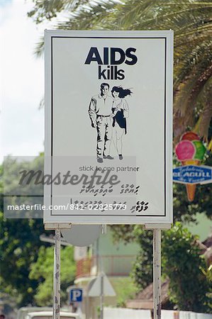Aids sign, Male, Maldives, Asia