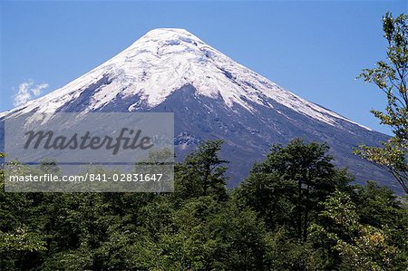 Mount Osorno, a volcano in Vicente Rosales National Park, Lake District, Chile, South America
