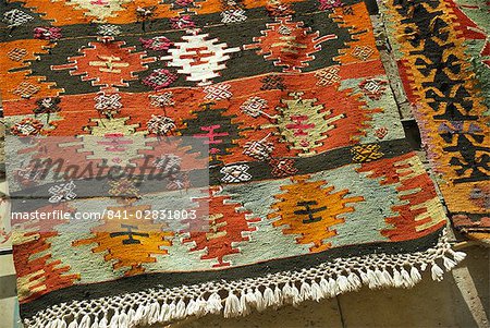Detail of geometric design on carpet, Turkey, Asia Minor, Eurasia