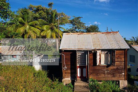 Typical old timber houses, Old Road Town, St. Kitts, Leeward Islands, West Indies, Caribbean, Central America