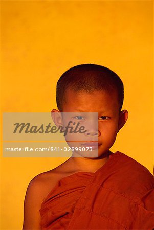 Portrait of a novice monk during Buddhist Lent, in Vientiane, Laos, Indochina, Southeast Asia, Asia