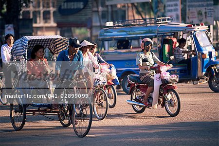 Samlor, pedicab taxi, Vientiane, Laos, Indochina, Southeast Asia, Asia