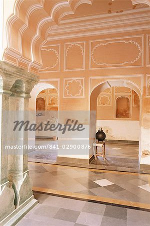 Chanwar Palki Walon-Ki Haveli (mansion), 400 years old, restored to its original state, Anokhi Museum, Amber, near Jaipur, Rajasthan state, India, Asia