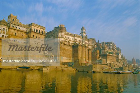 The waterfront at Varanasi, previously known as Benares, on the Ganges River, Uttar Pradesh, India