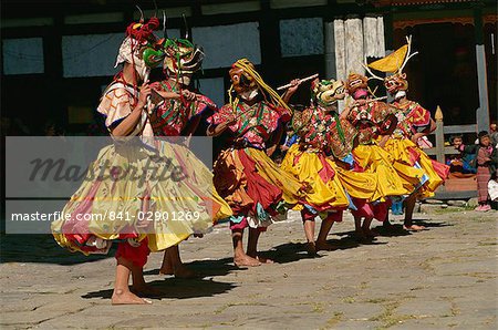 Festival dancers, Bumthang, Bhutan, Asia