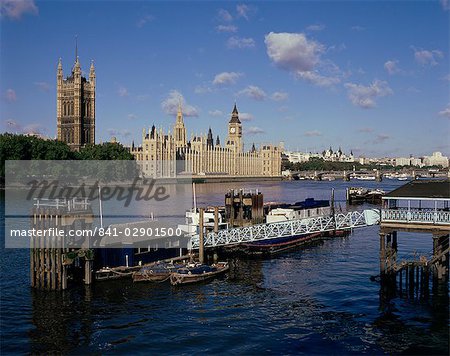 Lambeth Pier, River Thames and Houses of Parliament, London, England, United Kingdom, Europe