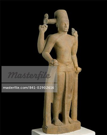 Statue of the Hindu god Vishnu, from Phum Tuol, Khmer art dating from the 7th century, Prei Kruk, National Musueum, Phnom Penh, Cambodia, Indochina, Southeast Asia, Asia