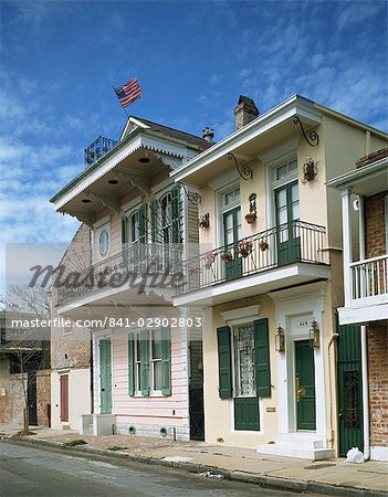 Traditional houses on Barracks Street in the French Quarter of New Orleans, Louisiana, United States of America, North America