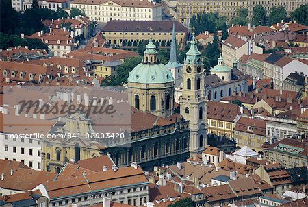 Elevated view of St. Nicholas church, Prague, Czech Republic, Europe Elevated view of St. Nicholas church, Prague, Czech Republic, Europe