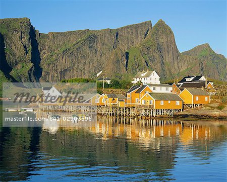 Moskenesoya, fishing village on Sakrisoya Island, Lofoten Islands, Nordland, Norway, Scandinavia