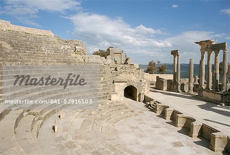 The theatre, Dougga (Thugga), UNESCO World Heritage Site, Tunisia, North Africa, Africa