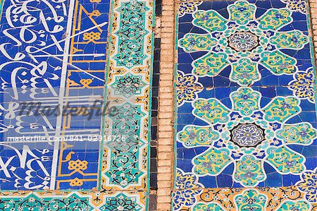 Detail of tilework on the Friday Mosque or Masjet-eJam, built in the year 1200 by the Ghorid Sultan Ghiyasyddin on the site of an earlier 10th century mosque, Herat, Herat Province, Afghanistan, Asia