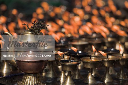 Candles, Lhosar (Tibetan and Sherpa New Year festival), Bodhnath, Bagmati, Kathmandu, Nepal, Asia