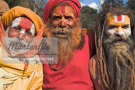 Sadhus (holy men), Shivaratri festival, Pashupatinath Temple, Kathmandu, Nepal, Asia